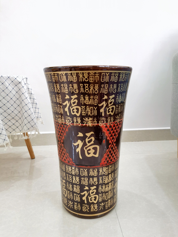Extra-Large Ceramic Flower Pot with the Character "福" for Attracting Wealth, Suitable for Money Tree Bonsai and Home Gardening Extra-Large Ceramic Flower Pot with the Character "福" for Attracting Wealth, Suitable for Money Tree Bonsai and Home Gardening