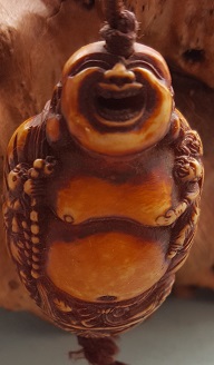 The old bone carving cloth bag monk is 40mm high