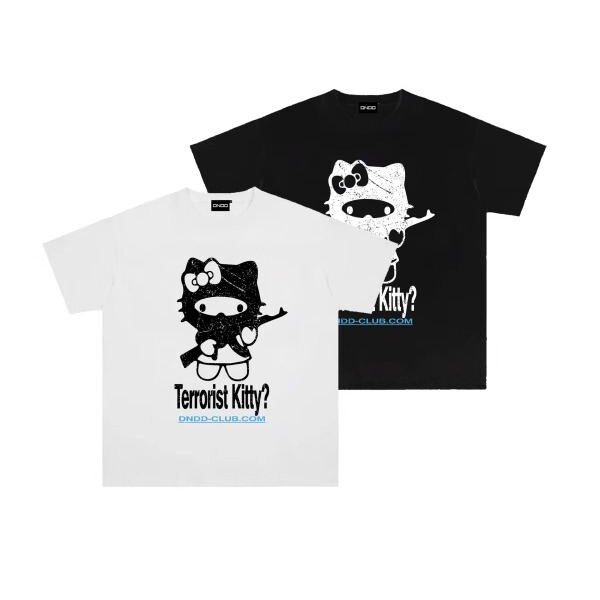 Dndd Vertex Original American Style Parody Fun Hello Kitty Heavyweight 300g T-Shirt Hello Kitty Short Sleeve