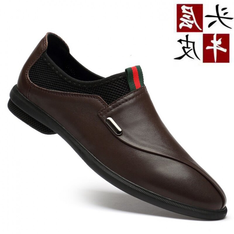 2020 winter new men business leisure shoes leather soft - solid leather shoes of the leather and trendy trendy head skin men's shoes