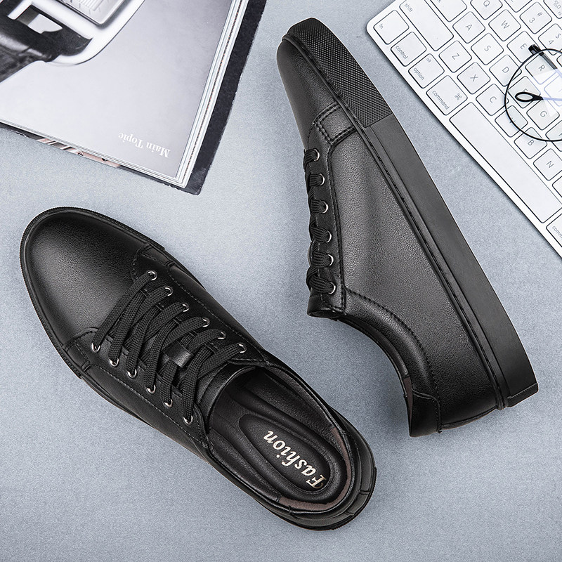 Men's shoes and Xia 2022 new leather slab shoes men young fashion and tide shoes black high - end casual shoes