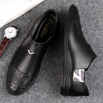 Mens business leisure shoes 2022 summer mens shoes leather bean shoes male black high - end tide shoes male shoes