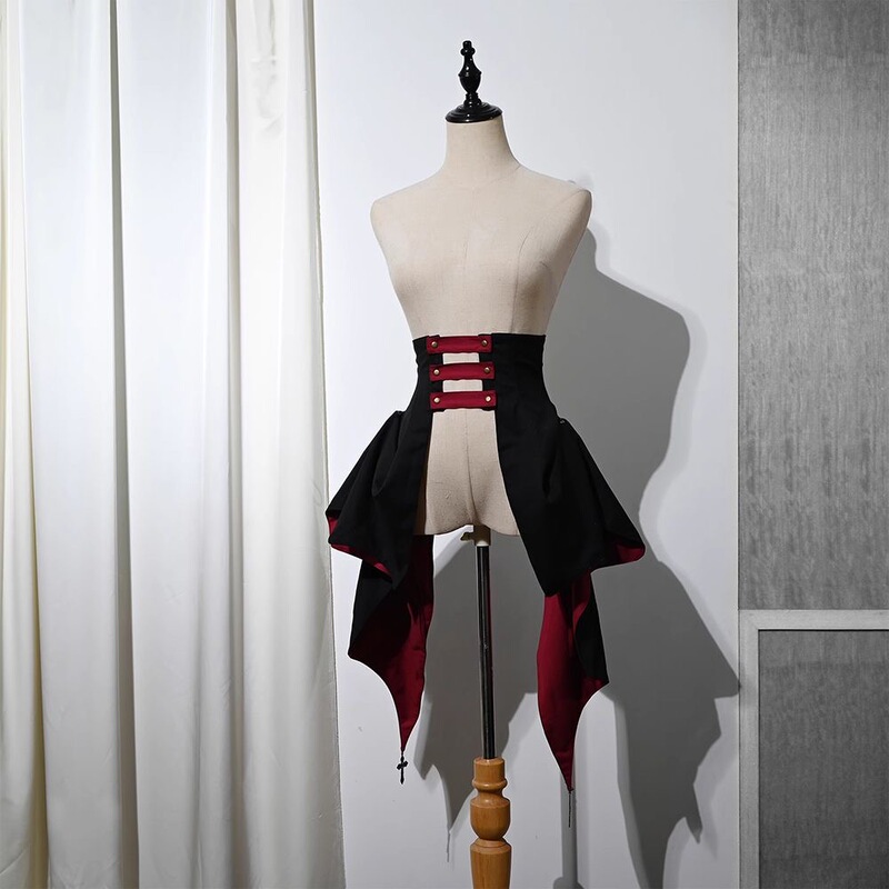 In Stock + Vlad's Night Banquet + Waistband with Trailing Tail in Black and Red, Black and Blue Gothic Style Lolita Halloween Cosplay