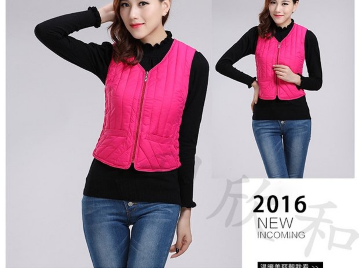 Mùa đông bó sát thời trang nữ lót cotton xuống cotton vest nữ gần gũi để giữ ấm đoạn ngắn kích thước lớn mặc vest áo khoác jean nữ