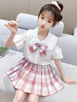 Strapless jk uniform dress girl full primary school student genuine skirt suit 10-year-old pleated skirt children short sleeve summer