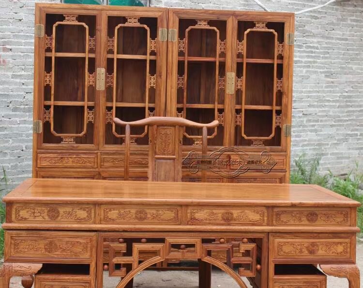 đồ nội thất bằng gỗ gụ, gỗ hồng mộc bàn tủ sách kết hợp của nội thất văn phòng gỗ đàn hương con nhím bàn sếp bàn văn phòng gỗ - Buồng tủ đầu giường hiện đại