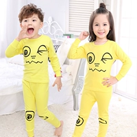 Bộ đồ lót trẻ em mùa xuân và mùa thu mỏng phần cotton nam và nữ bé dài tay trẻ em trẻ em ấm áp bông len mùa thu bộ đồ lót trẻ em thu đông