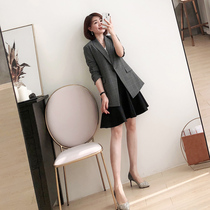 Mars Dress Plaid Casual Contour Suit Jacket Women's Spring and Autumn Long Long Sleeve Small Suit