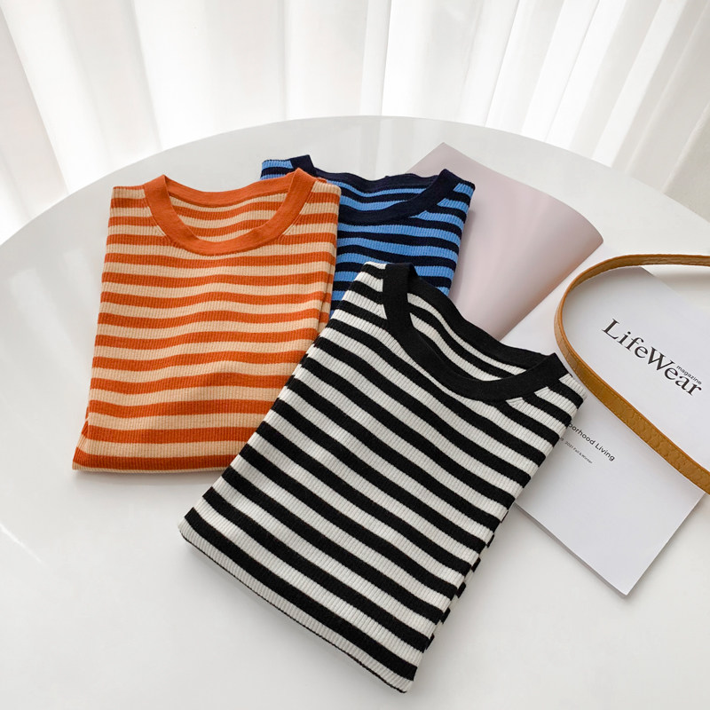 Ma's Jiamin Autumn Winter New Fine Spinning Ultrafine Wool Beating Undershirt Hooded Sweatshirt Striped Knitwear 3 Color Entrance