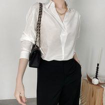Mas Jiamin Early Autumn New Pint Korea Order Fabric True silk long suede cotton material V Neckline Shaped Shirt