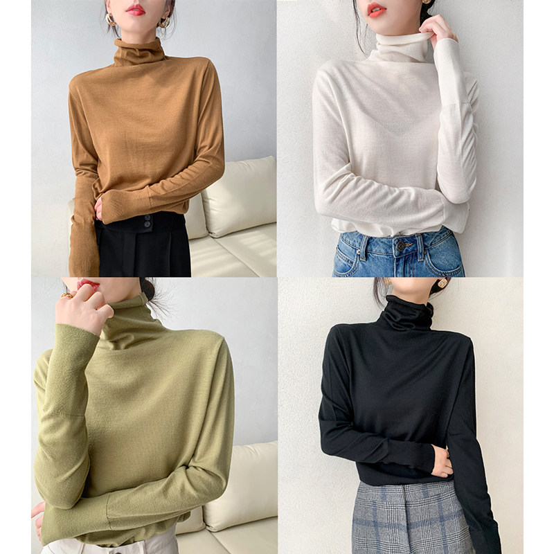 Ma's Jiamin closets wearing an ultra-fine wool fashion high collar and undershirt wool-knitted sweatshirt