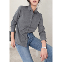 Mas Jiamin Autumn Winter New Australia Fine-spun wool lightly velvety wool shirt pure colour long sleeve wool shirt