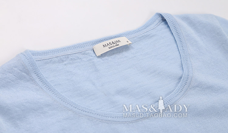 MASJM玛氏服饰 60支超细100%精纺羊毛打底衫 内衣 女 圆领