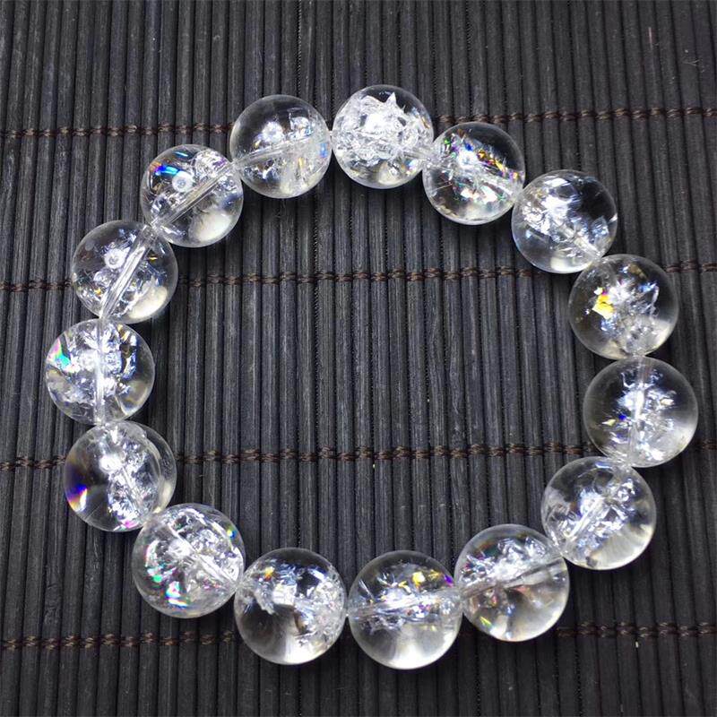 天然喜马拉雅白水晶手链七彩爆花男女阿赛斯莱特胶花时尚饰品礼物