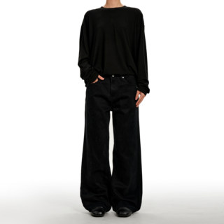 Verborgen American Retro Black Straight-Leg Jeans Cleanfit Unisex Drapey Stylish Casual Pants