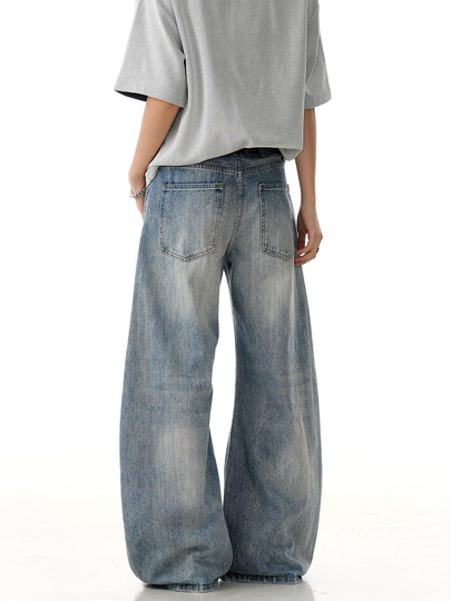 Verborgen American Retro Ripped Scimitar Jeans Unisex Trendy Loose Cleanfit Sickle Pants