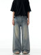 Verborgen American Retro Washed Distressed Straight-Leg Jeans Trendy Basic Versatile Cleanfit Pants
