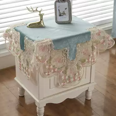 Bedside cabinet cover cloth light luxury home bedroom lace dust cover round European dust cover small cabinet cover