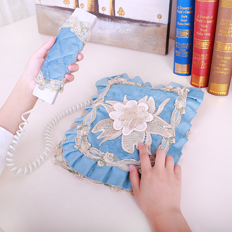 Bộ điện thoại dán Châu Âu ren trang trí điện thoại cố định bộ bụi phủ vải vuông bìa khăn điện thoại quạt áo điều hoà