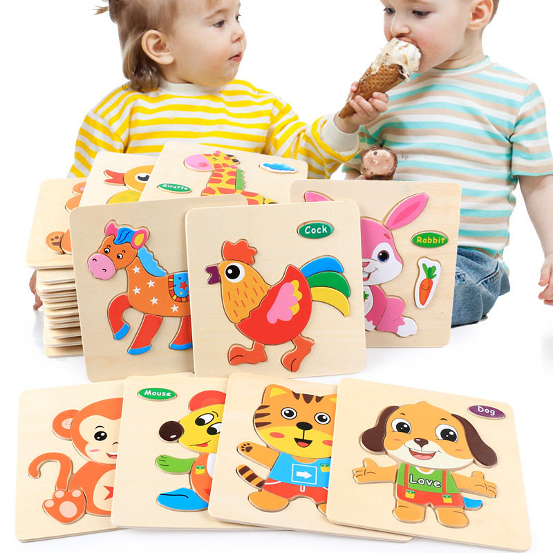 Stall supply wooden puzzle early education intelligence baby building blocks three-dimensional young children's toys hand scratch board puzzle puzzle - Taobao