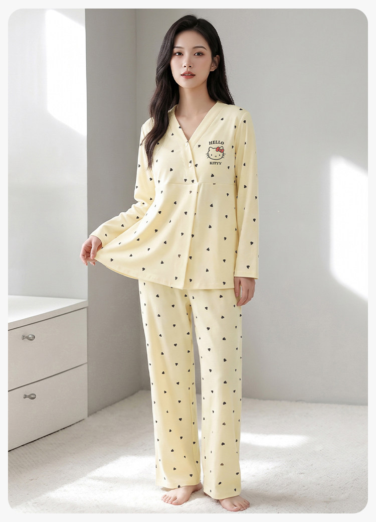 安娜妈咪带帽子纯棉产妇月子服春秋款孕妇哺乳睡衣秋冬家居服套装 — 19