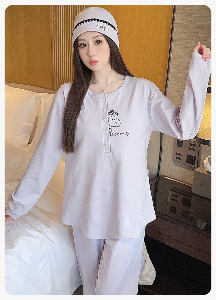 带帽子月子服纯棉春秋吸汗四季款孕妇睡衣秋冬产后产妇哺乳家居服 — 17