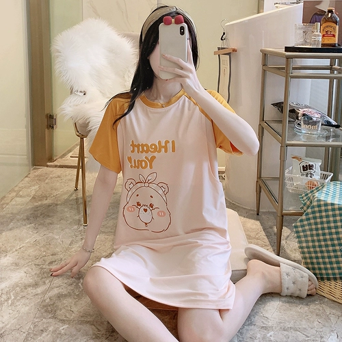 Летняя пижама для кормящих грудью, тонкая послеродовая хлопковая юбка, короткий рукав