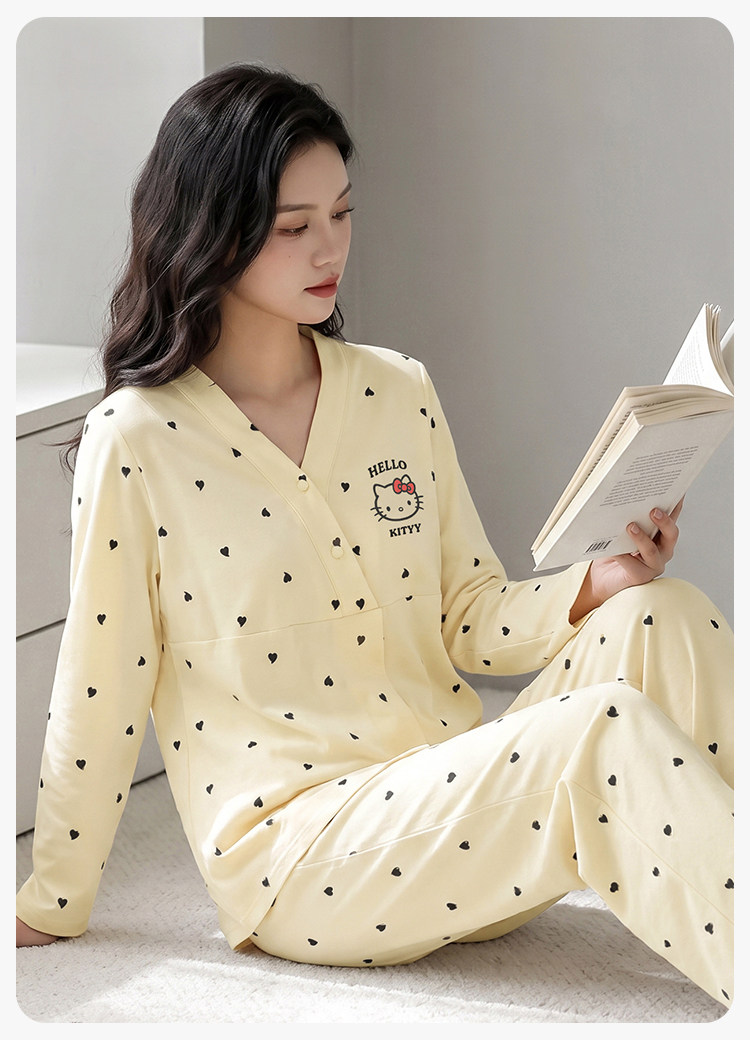安娜妈咪带帽子纯棉产妇月子服春秋款孕妇哺乳睡衣秋冬家居服套装 — 15