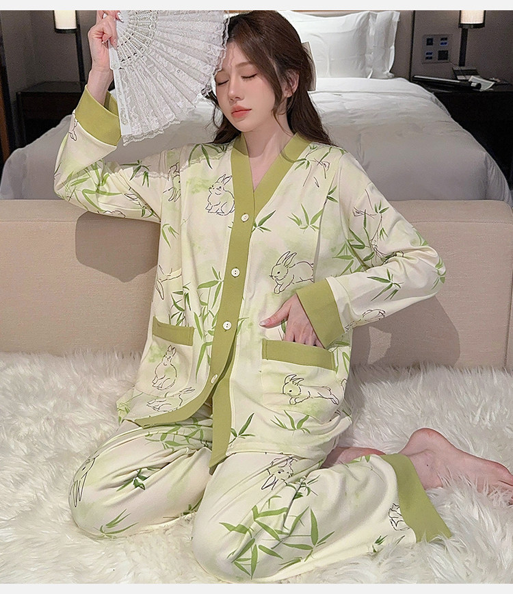 纯棉月子服秋冬产后哺乳睡衣女孕妇喂奶专用春秋产妇家居服可外穿 — 17