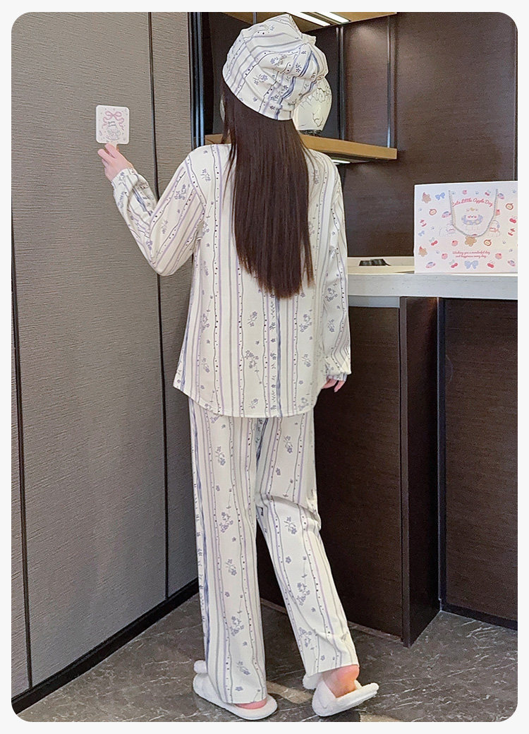 带帽子产妇纯棉吸汗月子服春秋产后哺乳类秋冬孕妇睡衣套装可外穿 — 23
