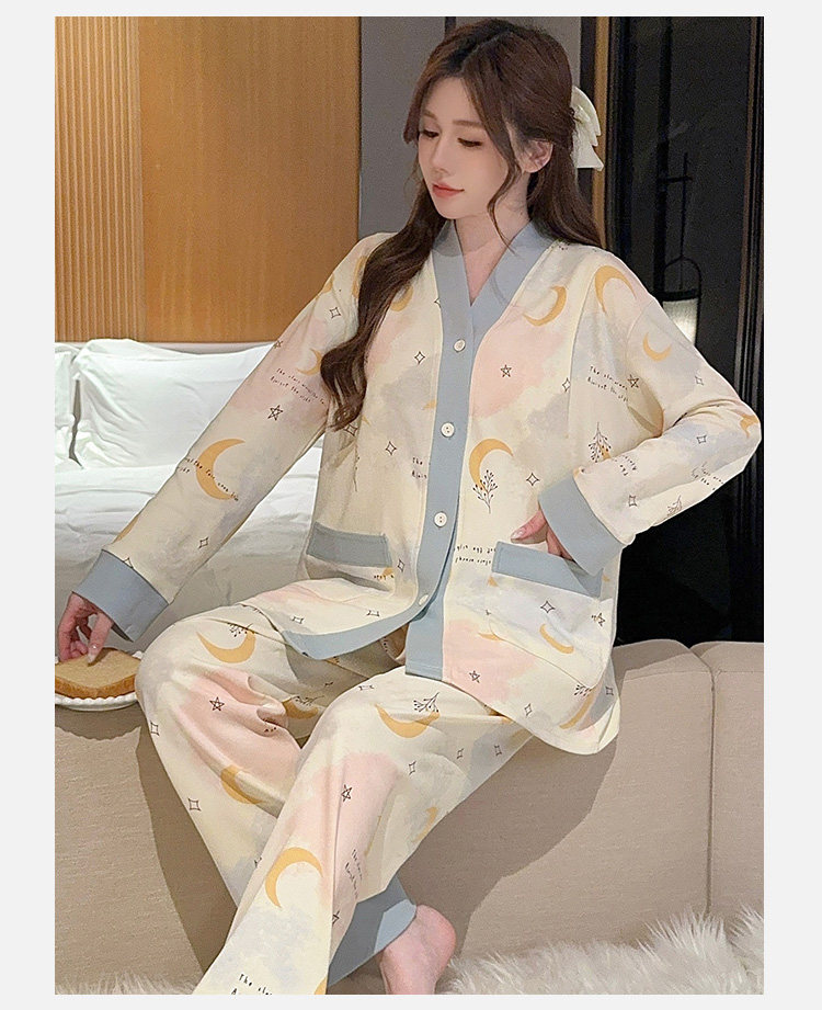 纯棉月子服秋冬产后哺乳睡衣女孕妇喂奶专用春秋产妇家居服可外穿 — 23