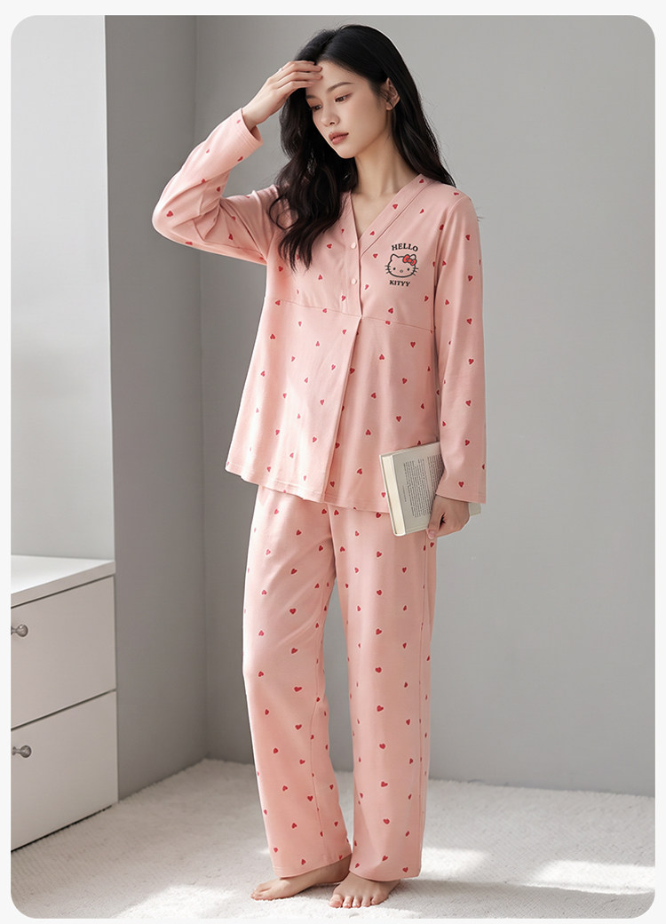 安娜妈咪带帽子纯棉产妇月子服春秋款孕妇哺乳睡衣秋冬家居服套装 — 22