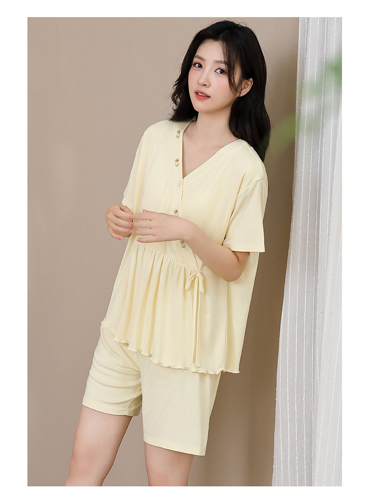 莫代尔带胸垫月子服女夏薄款产后短袖哺乳孕妇睡衣夏季产妇家居服 — 16