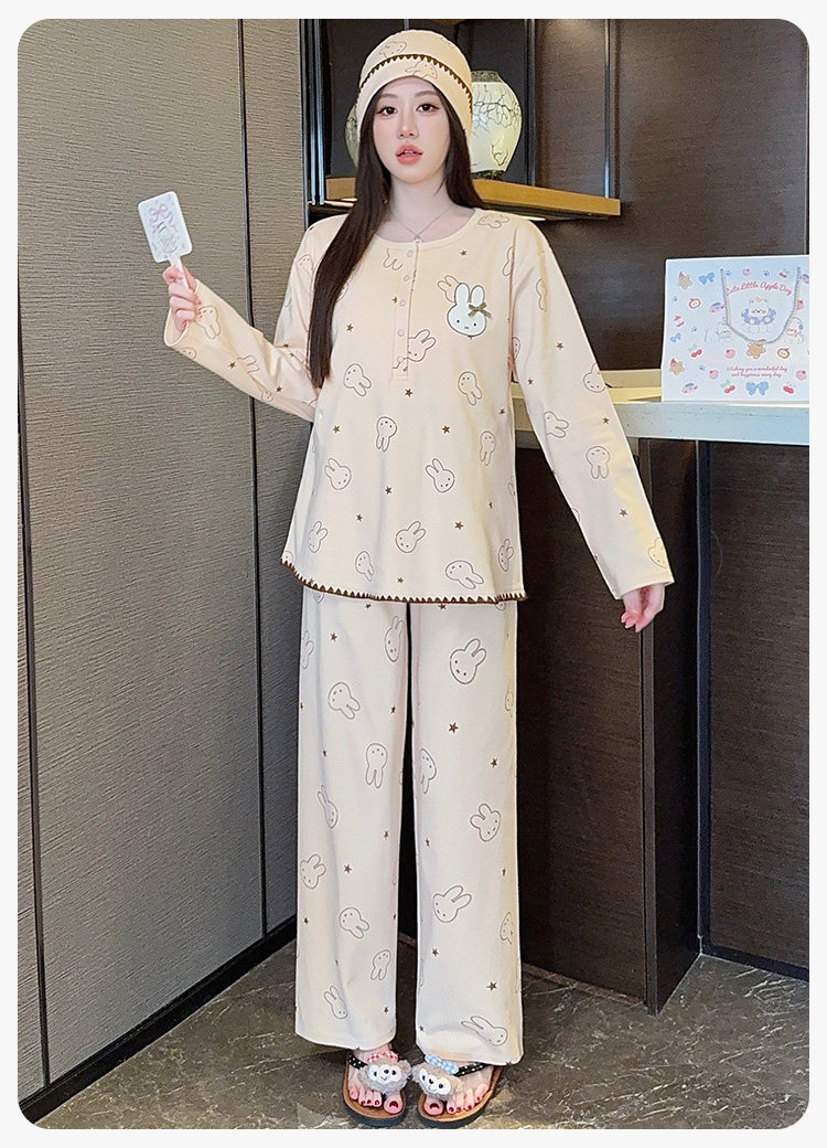 帽子带胸垫月子服纯棉哺乳睡衣产后孕妇春秋冬季产妇家居服可外穿 — 22
