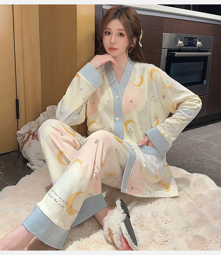 纯棉月子服秋冬产后哺乳睡衣女孕妇喂奶专用春秋产妇家居服可外穿 — 22