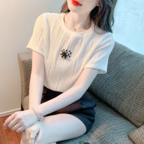 Han edition of the tide of the niche fabric white tops 2022 summer new brief - sleeved T - shirt woman