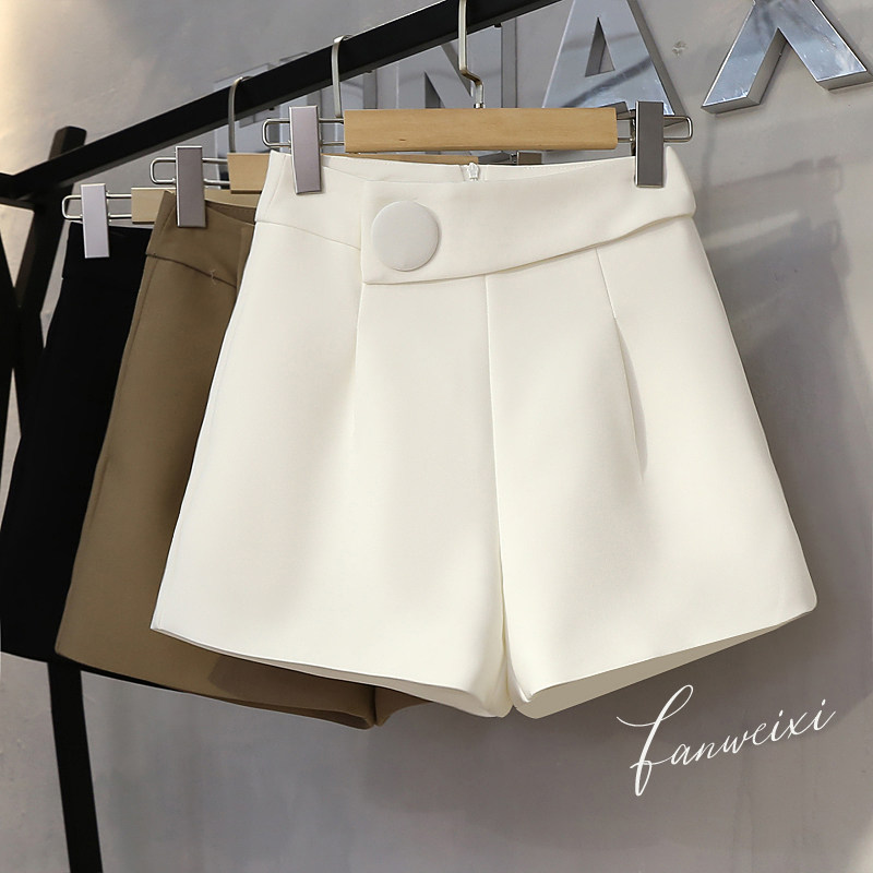 Korean version trend all-match pleated design suit casual shorts summer new high waist wide leg loose and thin women's pants