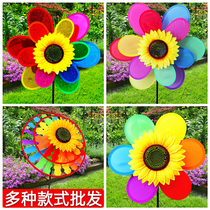 Colorful plastic wood pole sunflower windmill stall supply kindergarten Park decorations gifts