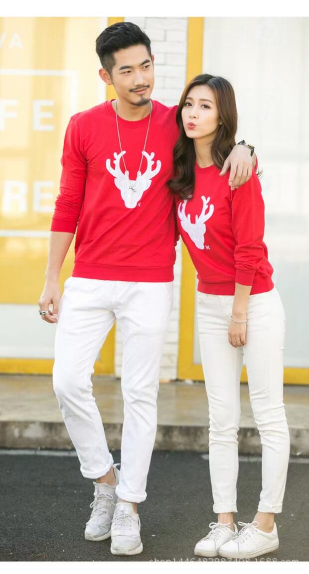 Ins super fire cha mẹ-con mùa thu và mùa đông hươu Giáng sinh cộng với nhung dày một gia đình ba áo len cotton giản dị gia đình đồ gia đình đi biển