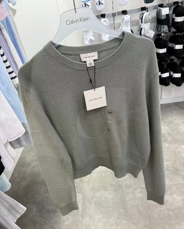 【Fish Tail Design】Calvin Klein Jeans Ck Women's Pure Cotton Crew Neck Pullover Sweater