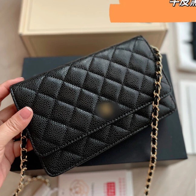 2026 New Model Woc Chain Fortune Bag Black Gold Cowhide Black Silver Small Chanel-Style Quilted Genuine Leather Shoulder Bag Looks Great 2026 New Model Woc Chain Fortune Bag Black Gold Cowhide Black Silver Small Chanel-Style Quilted Genuine Leather Shoulder Bag Looks Great