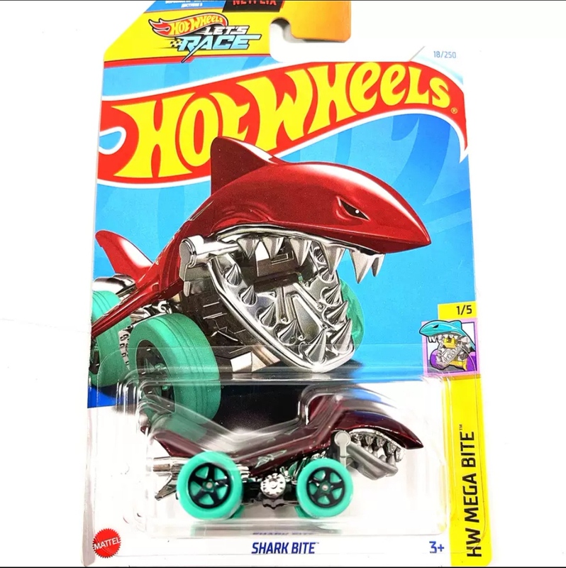 Hotwheels Shark Car, Wine Red Color, Shark Bite, Movable Lower Teeth, Wing Decals