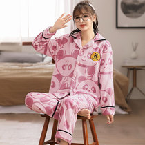 Coral velvet pajamas womens autumn and winter thickened velvet plus fat plus size fat man mm200 kg 5XL cardigan flannel