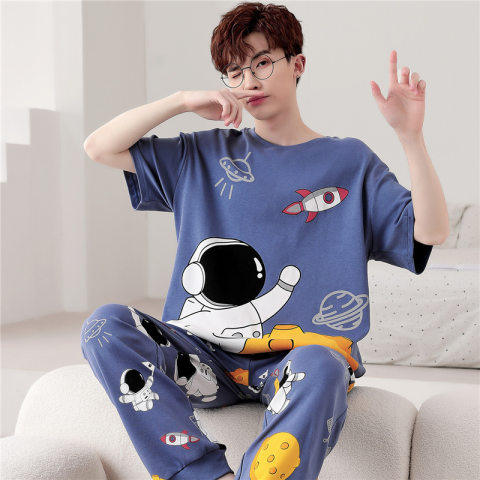 Summer pajamas men's short sleeve trousers are weight plus a large number of fat men 200 pounds 4 teen 300 kg 5xL loose