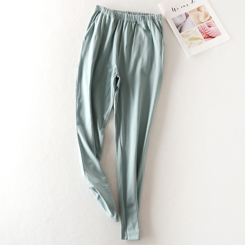 Pajamas women's autumn and winter pants Pure cotton can wear pants large size loose thin section solid color simple casual home pants