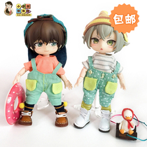 ob11 baby clothes casual bib pants gsc American knot pig denim bib short and medium pants 12 points bjd doll clothes