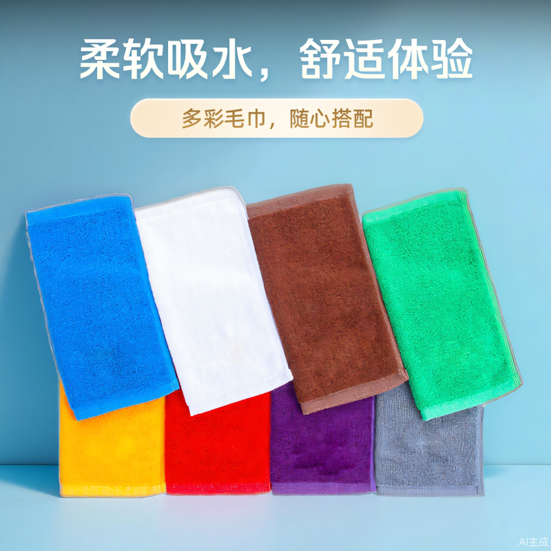 12-Color Thickened 21-Strand 50g Soft Household Hand Towel, Absorbent Face Wash Pure Cotton White Square Towel, Kitchen-Specific Towel