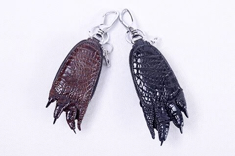 Cá sấu khóa da trường hợp da mới khâu mẫu động vật thương hiệu mới thùng dây kéo cá tính vuốt xe ví móc khóa da