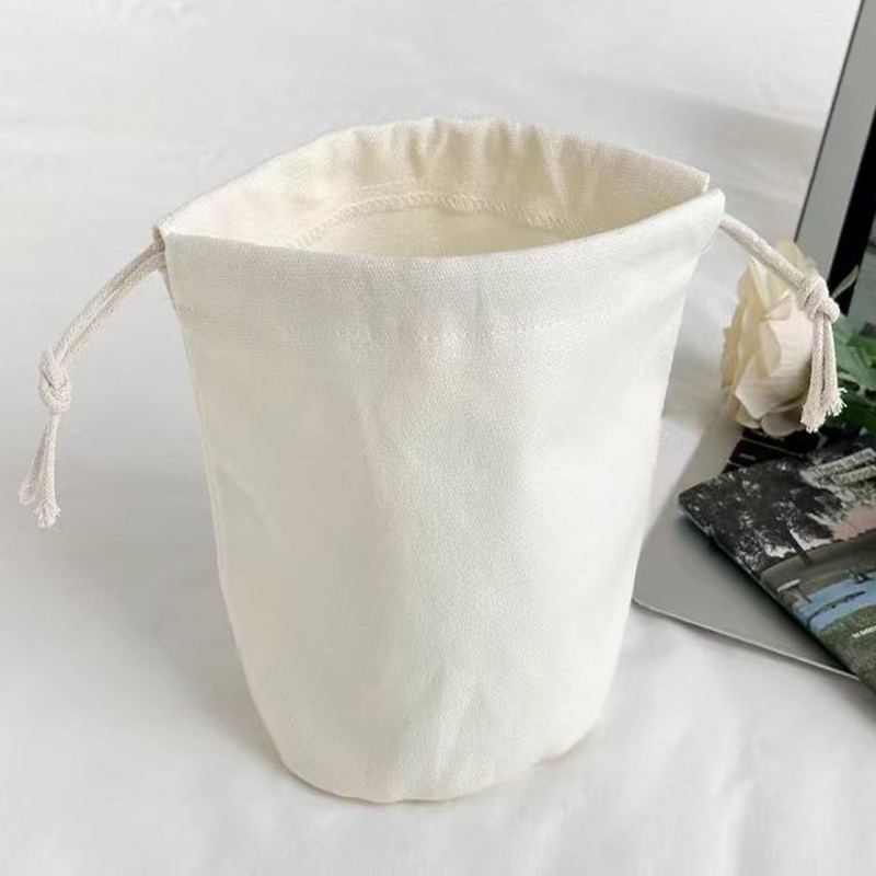 Canvas Round Bottom Drawstring Pouch Small Cloth Bag Storage Bag Handmade Woven Bag Inner Bag Lining Mother-Child Bag