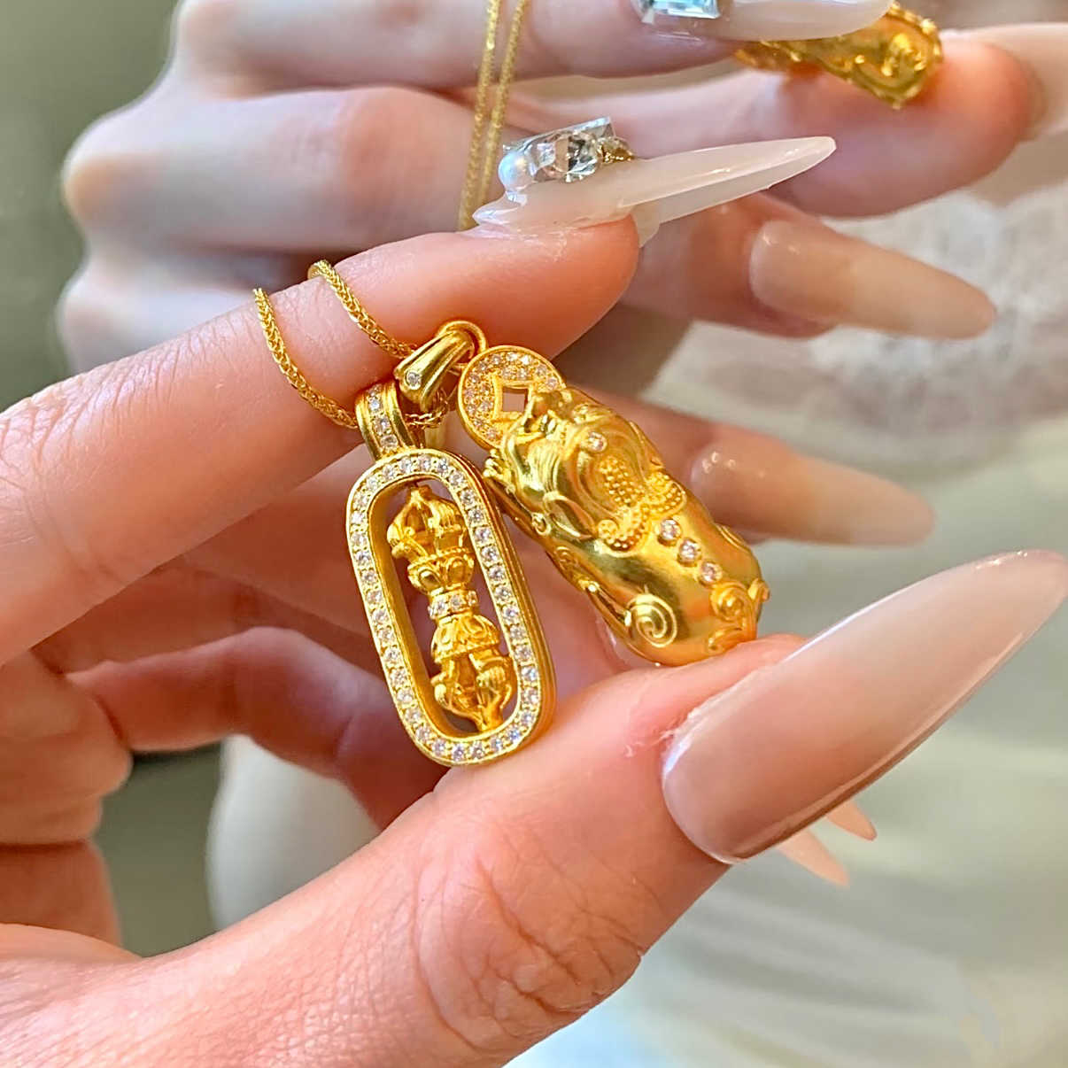 24K 24金 貔貅 金剛杵 ネックレス 足金999刻印入りA 24K 24金 貔貅